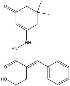 N'-(5,5-dimethyl-3-oxo-1-cyclohexen-1-yl)-2-(2-hydroxyethyl)-3-phenylacrylohydrazide Struktur