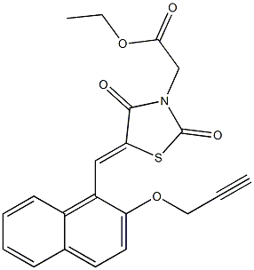 ethyl (2,4-dioxo-5-{[2-(2-propynyloxy)-1-naphthyl]methylene}-1,3-thiazolidin-3-yl)acetate Struktur