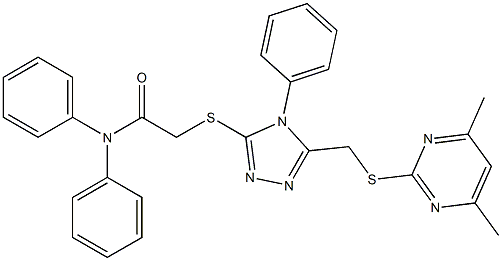 2-[(5-{[(4,6-dimethyl-2-pyrimidinyl)sulfanyl]methyl}-4-phenyl-4H-1,2,4-triazol-3-yl)sulfanyl]-N,N-diphenylacetamide Struktur