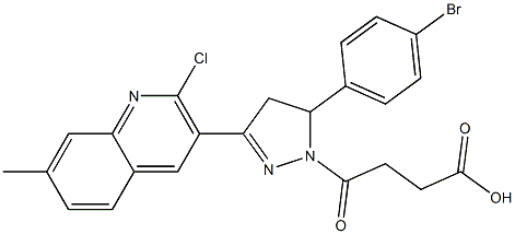 4-[5-(4-bromophenyl)-3-(2-chloro-7-methyl-3-quinolinyl)-4,5-dihydro-1H-pyrazol-1-yl]-4-oxobutanoic acid Struktur