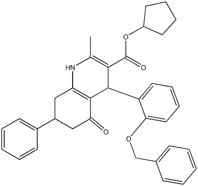 cyclopentyl 4-[2-(benzyloxy)phenyl]-2-methyl-5-oxo-7-phenyl-1,4,5,6,7,8-hexahydro-3-quinolinecarboxylate Struktur