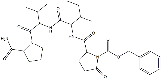 benzyl 2-{[(1-{[(1-{[2-(aminocarbonyl)pyrrolidin-1-yl]carbonyl}-2-methylpropyl)amino]carbonyl}-2-methylbutyl)amino]carbonyl}-5-oxopyrrolidine-1-carboxylate Struktur