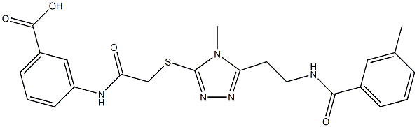 3-({[(4-methyl-5-{2-[(3-methylbenzoyl)amino]ethyl}-4H-1,2,4-triazol-3-yl)sulfanyl]acetyl}amino)benzoic acid Struktur