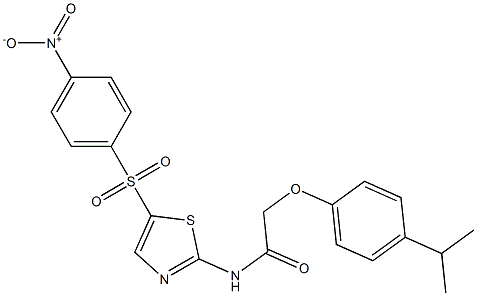 N-[5-({4-nitrophenyl}sulfonyl)-1,3-thiazol-2-yl]-2-(4-isopropylphenoxy)acetamide Struktur