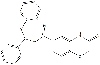 6-(2-phenyl-2,3-dihydro-1,5-benzothiazepin-4-yl)-2H-1,4-benzoxazin-3(4H)-one Struktur