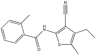 N-(3-cyano-4-ethyl-5-methyl-2-thienyl)-2-methylbenzamide Struktur