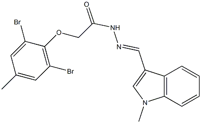 2-(2,6-dibromo-4-methylphenoxy)-N'-[(1-methyl-1H-indol-3-yl)methylene]acetohydrazide Struktur