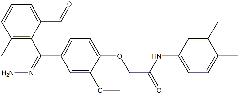 N-(3,4-dimethylphenyl)-2-{2-methoxy-4-[2-(3-methylbenzoyl)carbohydrazonoyl]phenoxy}acetamide Struktur