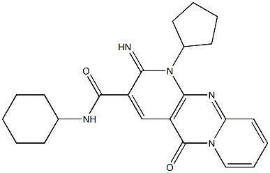 N-cyclohexyl-1-cyclopentyl-2-imino-5-oxo-1,5-dihydro-2H-dipyrido[1,2-a:2,3-d]pyrimidine-3-carboxamide Struktur