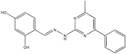 2,4-dihydroxybenzaldehyde (4-methyl-6-phenyl-2-pyrimidinyl)hydrazone Struktur