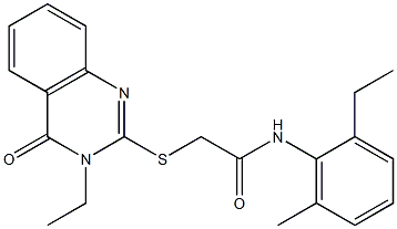 N-(2-ethyl-6-methylphenyl)-2-[(3-ethyl-4-oxo-3,4-dihydro-2-quinazolinyl)sulfanyl]acetamide Struktur