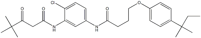 N-(2-chloro-5-{[4-(4-tert-pentylphenoxy)butanoyl]amino}phenyl)-4,4-dimethyl-3-oxopentanamide Struktur