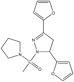 3,5-di(2-furyl)-1-(1-pyrrolidinylacetyl)-4,5-dihydro-1H-pyrazole Struktur