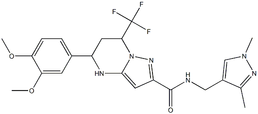 5-(3,4-dimethoxyphenyl)-N-[(1,3-dimethyl-1H-pyrazol-4-yl)methyl]-7-(trifluoromethyl)-4,5,6,7-tetrahydropyrazolo[1,5-a]pyrimidine-2-carboxamide Struktur