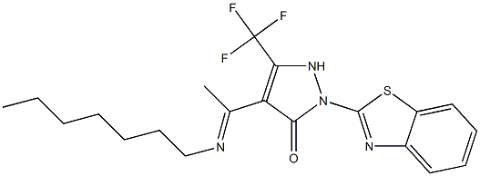 2-(1,3-benzothiazol-2-yl)-4-(N-heptylethanimidoyl)-5-(trifluoromethyl)-1,2-dihydro-3H-pyrazol-3-one Struktur