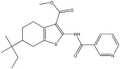 methyl 6-tert-pentyl-2-[(3-pyridinylcarbonyl)amino]-4,5,6,7-tetrahydro-1-benzothiophene-3-carboxylate Struktur