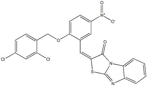 2-{2-[(2,4-dichlorobenzyl)oxy]-5-nitrobenzylidene}[1,3]thiazolo[3,2-a]benzimidazol-3(2H)-one Struktur