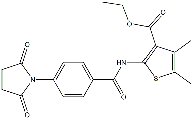 ethyl 2-{[4-(2,5-dioxo-1-pyrrolidinyl)benzoyl]amino}-4,5-dimethyl-3-thiophenecarboxylate Struktur