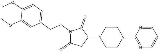 1-[2-(3,4-dimethoxyphenyl)ethyl]-3-[4-(2-pyrimidinyl)-1-piperazinyl]-2,5-pyrrolidinedione Struktur