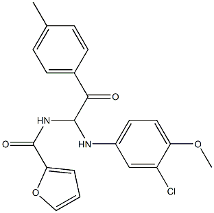 N-[1-(3-chloro-4-methoxyanilino)-2-(4-methylphenyl)-2-oxoethyl]-2-furamide Struktur