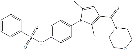 4-[2,5-dimethyl-3-(morpholin-4-ylcarbothioyl)-1H-pyrrol-1-yl]phenyl benzenesulfonate Struktur