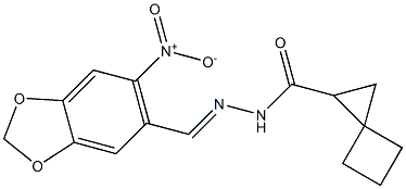 N'-({6-nitro-1,3-benzodioxol-5-yl}methylene)spiro[2.3]hexane-1-carbohydrazide Struktur