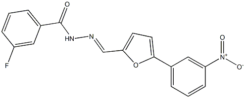 3-fluoro-N'-[(5-{3-nitrophenyl}-2-furyl)methylene]benzohydrazide Struktur