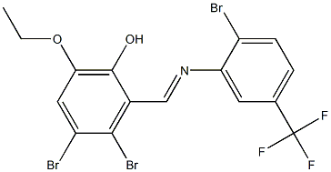 3,4-dibromo-2-({[2-bromo-5-(trifluoromethyl)phenyl]imino}methyl)-6-ethoxyphenol Struktur