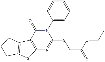 ethyl [(4-oxo-3-phenyl-3,5,6,7-tetrahydro-4H-cyclopenta[4,5]thieno[2,3-d]pyrimidin-2-yl)sulfanyl]acetate Struktur