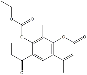 4,8-dimethyl-2-oxo-6-propionyl-2H-chromen-7-yl ethyl carbonate Struktur