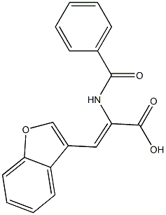 3-(1-benzofuran-3-yl)-2-(benzoylamino)acrylic acid Struktur