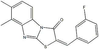 2-(3-fluorobenzylidene)-7,8-dimethyl[1,3]thiazolo[3,2-a]benzimidazol-3(2H)-one Struktur