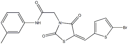 2-{5-[(5-bromo-2-thienyl)methylene]-2,4-dioxo-1,3-thiazolidin-3-yl}-N-(3-methylphenyl)acetamide Struktur