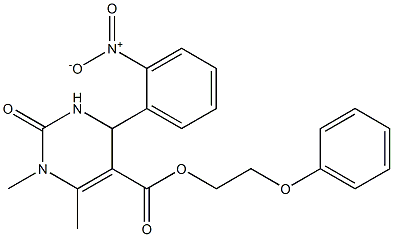 2-phenoxyethyl 4-{2-nitrophenyl}-1,6-dimethyl-2-oxo-1,2,3,4-tetrahydropyrimidine-5-carboxylate Struktur