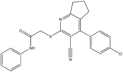 2-{[4-(4-chlorophenyl)-3-cyano-6,7-dihydro-5H-cyclopenta[b]pyridin-2-yl]sulfanyl}-N-phenylacetamide Struktur