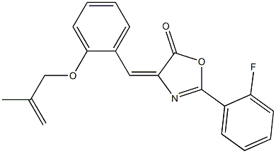 2-(2-fluorophenyl)-4-{2-[(2-methyl-2-propenyl)oxy]benzylidene}-1,3-oxazol-5(4H)-one Struktur