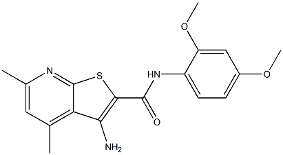 3-amino-N-[2,4-bis(methyloxy)phenyl]-4,6-dimethylthieno[2,3-b]pyridine-2-carboxamide Struktur