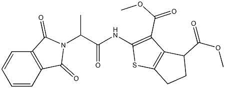 dimethyl 2-{[2-(1,3-dioxo-1,3-dihydro-2H-isoindol-2-yl)propanoyl]amino}-5,6-dihydro-4H-cyclopenta[b]thiophene-3,4-dicarboxylate Struktur