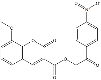 2-{4-nitrophenyl}-2-oxoethyl 8-methoxy-2-oxo-2H-chromene-3-carboxylate Struktur