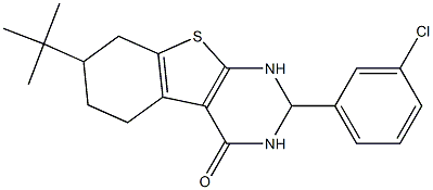 7-tert-butyl-2-(3-chlorophenyl)-2,3,5,6,7,8-hexahydro[1]benzothieno[2,3-d]pyrimidin-4(1H)-one Struktur