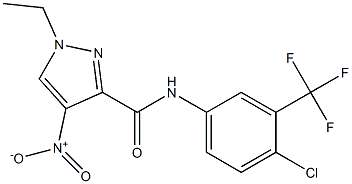 N-[4-chloro-3-(trifluoromethyl)phenyl]-1-ethyl-4-nitro-1H-pyrazole-3-carboxamide Struktur