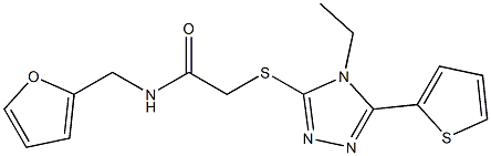 2-{[4-ethyl-5-(2-thienyl)-4H-1,2,4-triazol-3-yl]sulfanyl}-N-(2-furylmethyl)acetamide Struktur