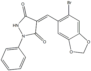 4-[(6-bromo-1,3-benzodioxol-5-yl)methylene]-1-phenyl-3,5-pyrazolidinedione Struktur