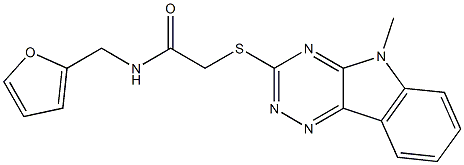 N-(2-furylmethyl)-2-[(5-methyl-5H-[1,2,4]triazino[5,6-b]indol-3-yl)sulfanyl]acetamide Struktur