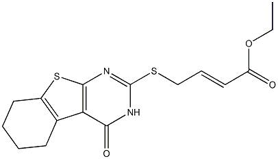 ethyl 4-[(4-oxo-3,4,5,6,7,8-hexahydro[1]benzothieno[2,3-d]pyrimidin-2-yl)sulfanyl]-2-butenoate Struktur