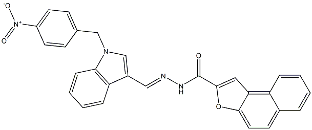 N'-[(1-{4-nitrobenzyl}-1H-indol-3-yl)methylene]naphtho[2,1-b]furan-2-carbohydrazide Struktur