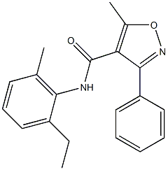 N-(2-ethyl-6-methylphenyl)-5-methyl-3-phenyl-4-isoxazolecarboxamide Struktur