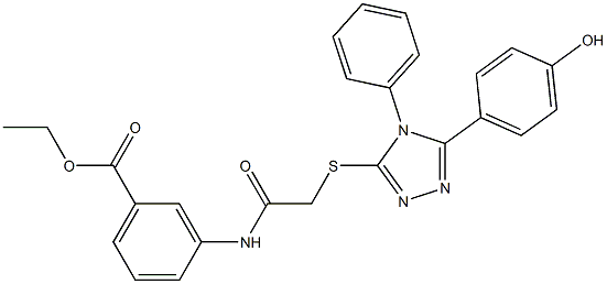 ethyl 3-[({[5-(4-hydroxyphenyl)-4-phenyl-4H-1,2,4-triazol-3-yl]sulfanyl}acetyl)amino]benzoate Struktur