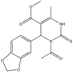 methyl 3-acetyl-4-(1,3-benzodioxol-5-yl)-6-methyl-2-thioxo-1,2,3,4-tetrahydro-5-pyrimidinecarboxylate Struktur