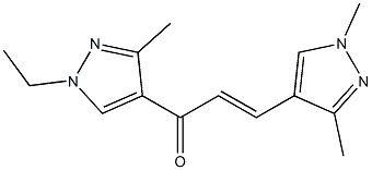 3-(1,3-dimethyl-1H-pyrazol-4-yl)-1-(1-ethyl-3-methyl-1H-pyrazol-4-yl)-2-propen-1-one Struktur